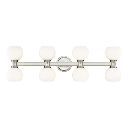 Z-Lite Artemis Vanity, 8-Light, 6.5 In.W x 35 In.L x 10.75 In.H, Brushed Nickel/Matte Opal 494-8V-BN